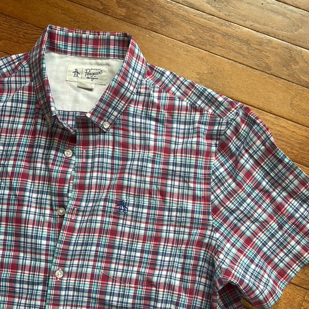 Original Penguin Men's Red Plaid Shirt - Picture 2 of 4